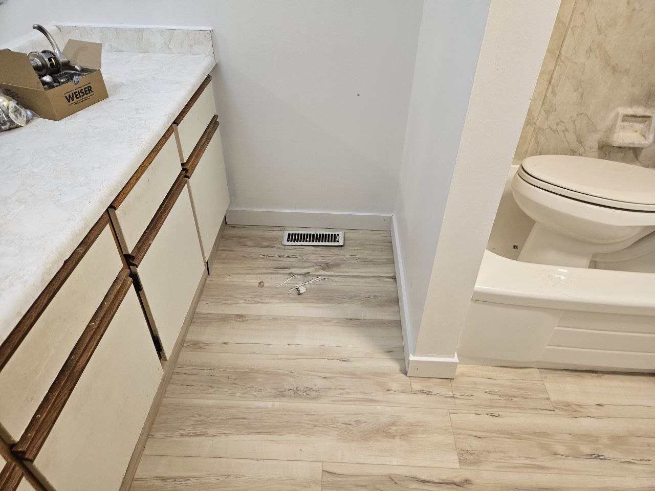 Professional baseboard trim work in Calgary home